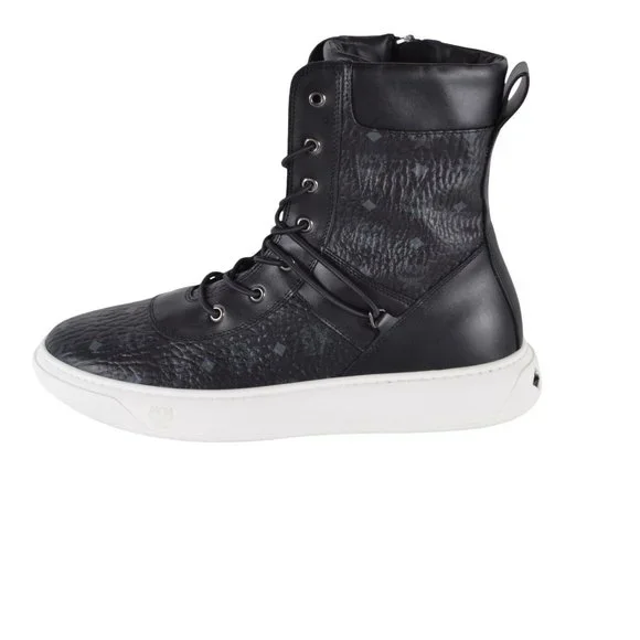 NIB MCM Women's Logo High Tops Combat Boots Shoes - Picture 3 of 10